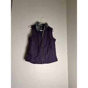 Noble Outfitters Purple Canvas Tough Vest Faux Fur Collar Lined M